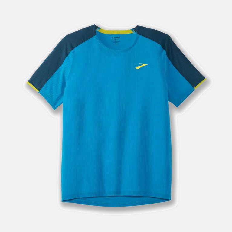 Brooks Atmosphere Mens Short Sleeve Running Shirt - Electric Blue/Alpine - Philippines (091635CFS)